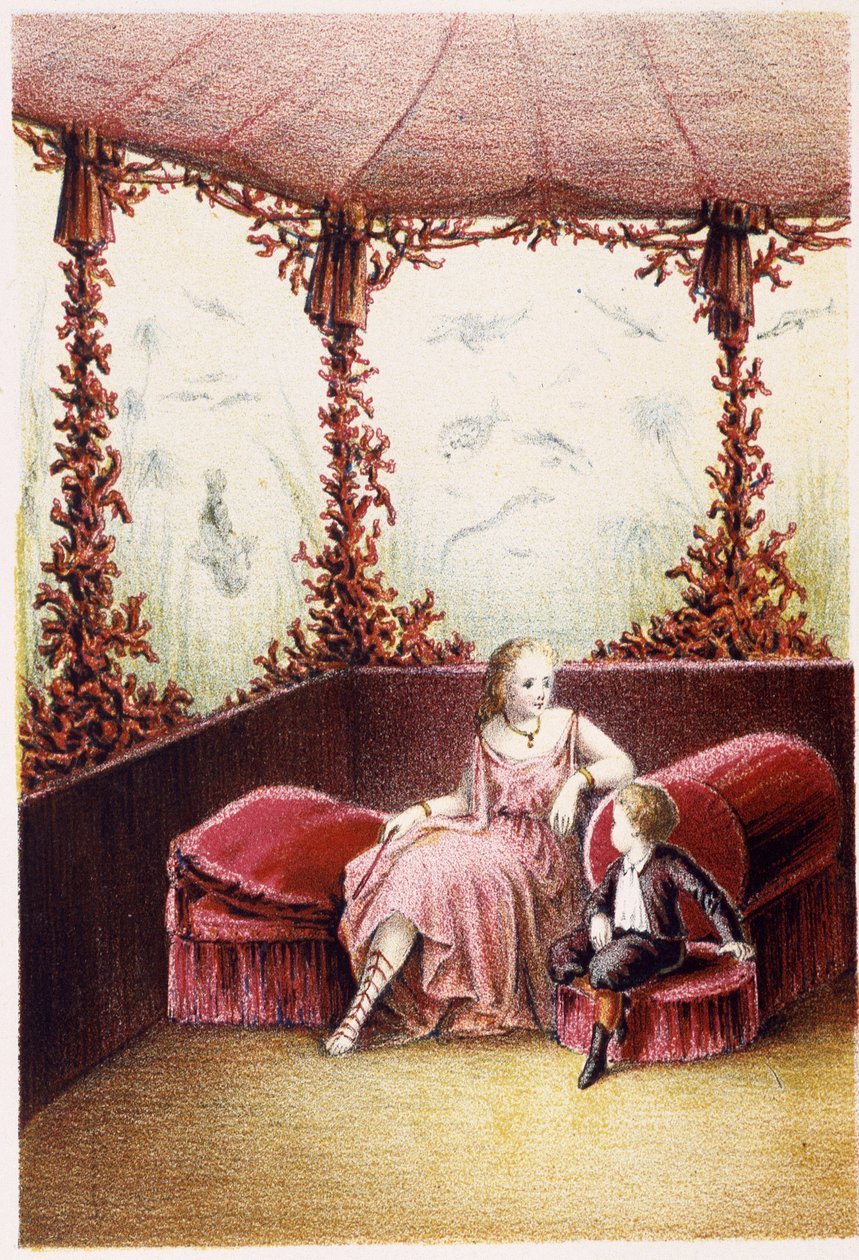 Kobieta rozmawiająca z chłopcem - w „Podróży na dno morza” H. de la Blanchère. Paryż, wyd. Jouvet et Cie, sd. 1880. (podwójny 02940) autorstwa French School
