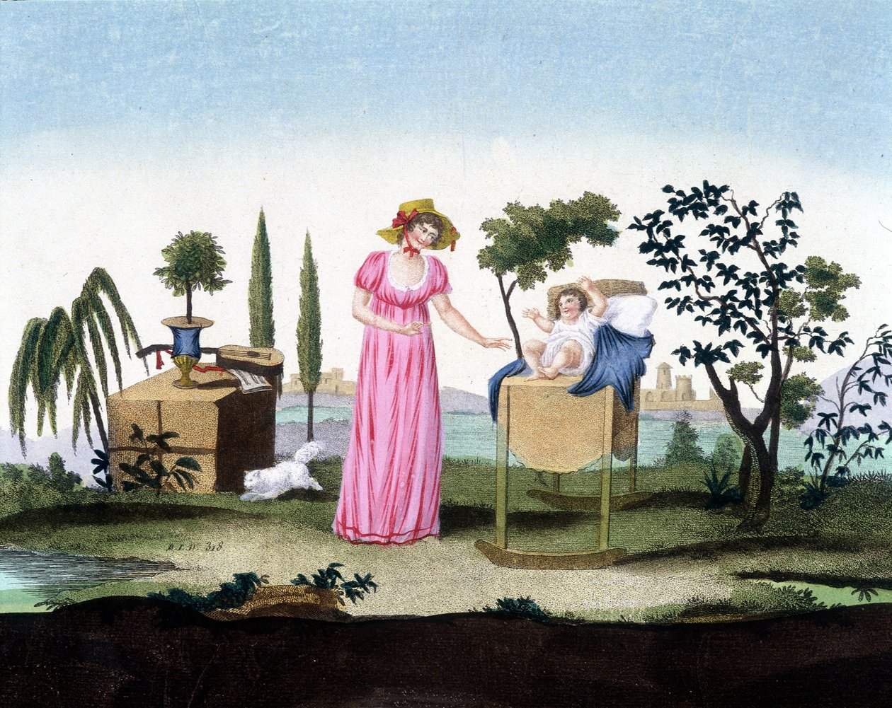 Młoda matka z noworodkiem. Arts deco. 1810 ok. autorstwa French School