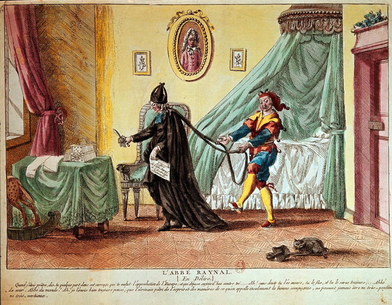 Abbé Raynal w delirium, ok. 1790 (akwaforta ręcznie kolorowana) autorstwa French School