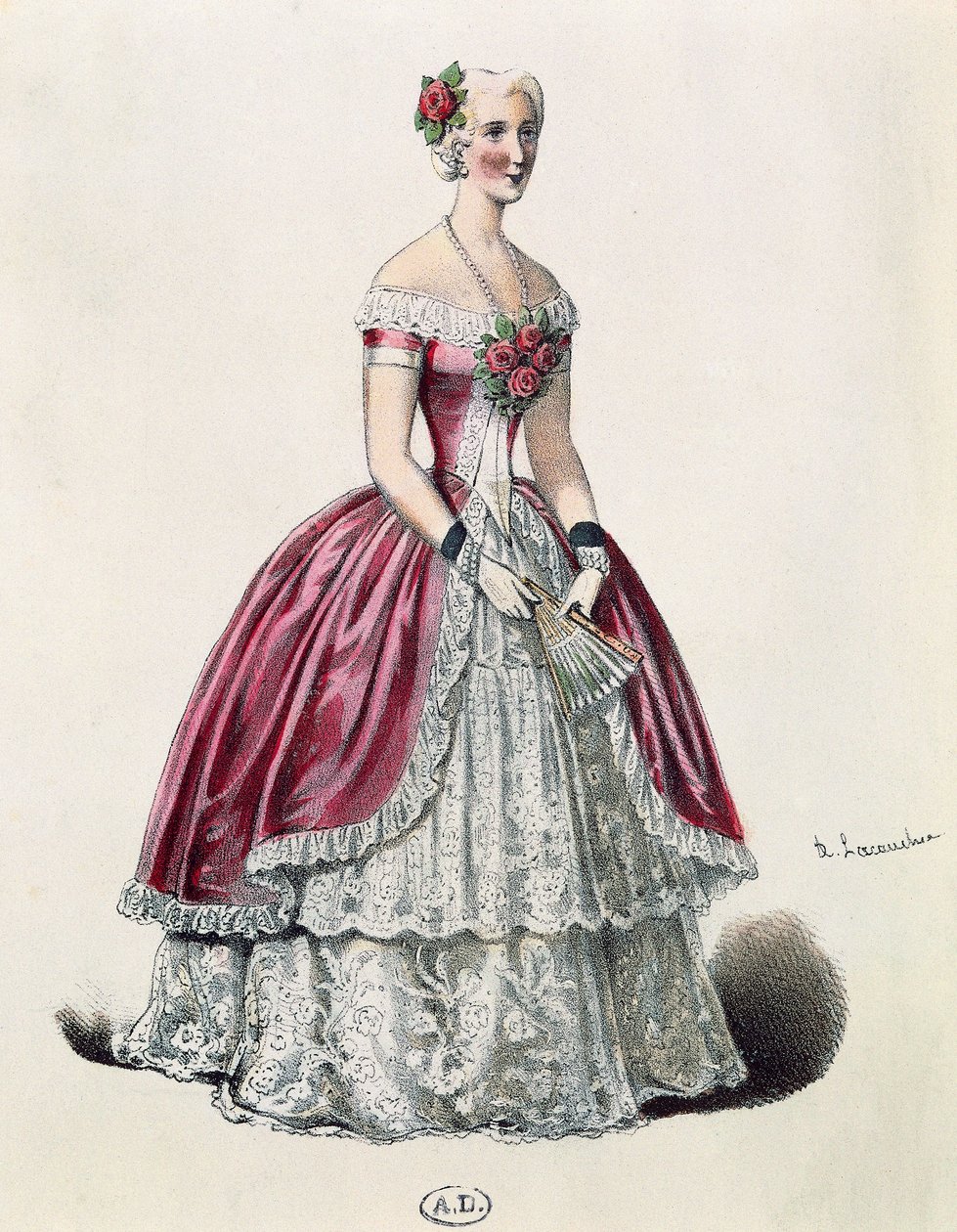 Aktorka Eugenie Doche (1821-1900) w roli tytułowej w Damie kameliowej, dramacie Aleksandra Dumasa fils (1824-1895), Francja autorstwa French School