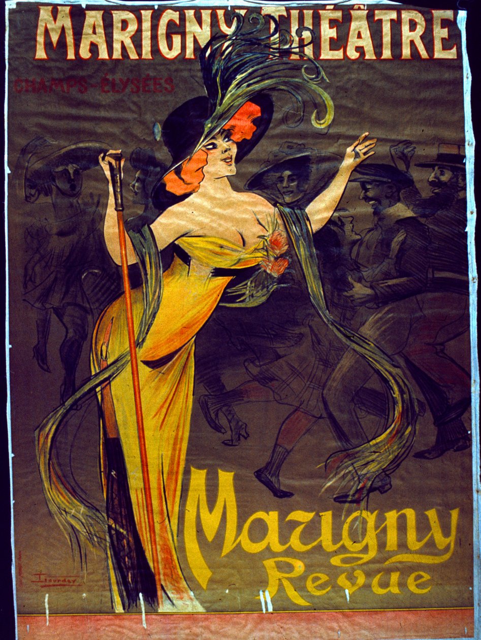 Reklama Mazigny Revue występująca w Paryżu w Teatrze Marigny (kolor lito) autorstwa French School