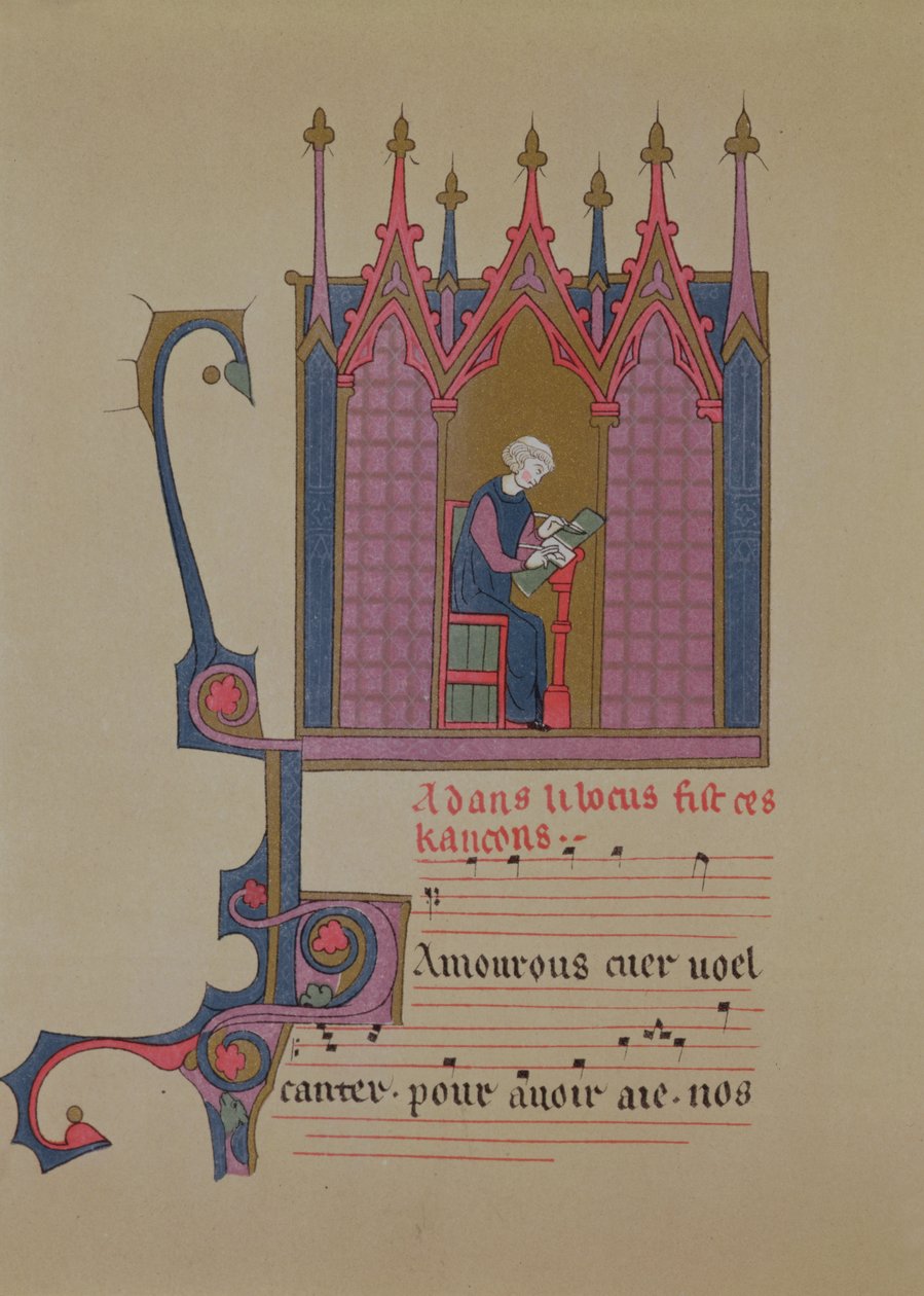 Adam de la Halle (124050-12881306), faksymile rękopisu z XV w., XIX w. autorstwa French School