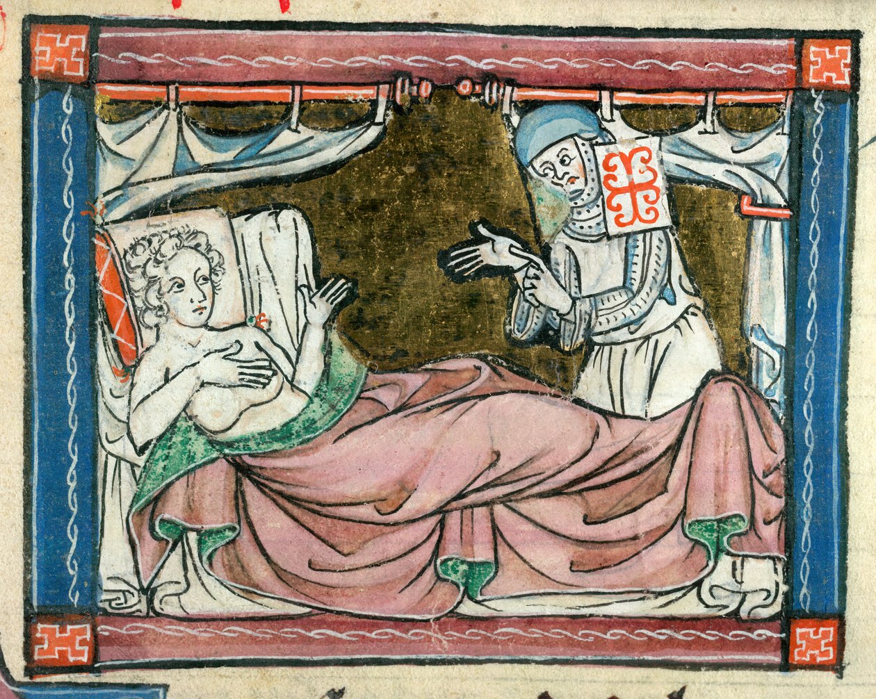 Dodać. 10293, f.107 Kobieta w łóżku w towarzystwie zakonnicy, ilustracja z „L