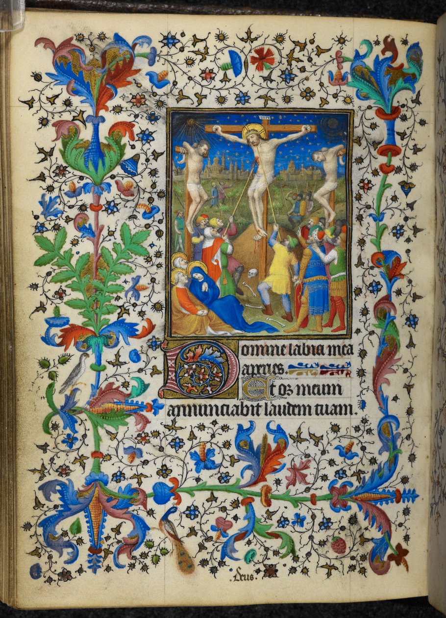 Dodaj 16997 f.153v Ukrzyżowanie, z Godzin Kawalerów, c.1420 (welum) autorstwa French School