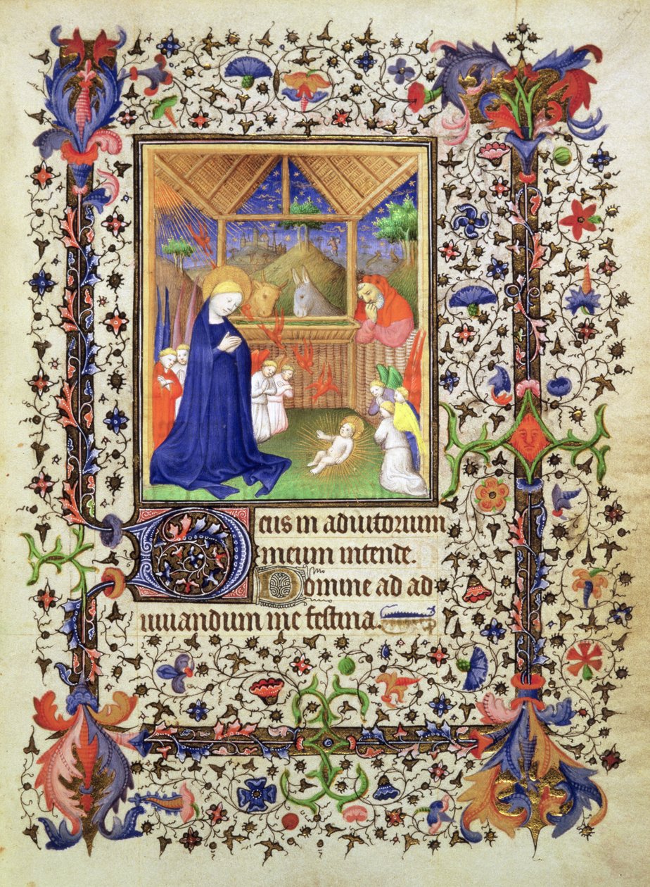 Dodaj 16997 f.57 Narodzenia, z Godzina kawalera, ok.1420 (welum) autorstwa French School
