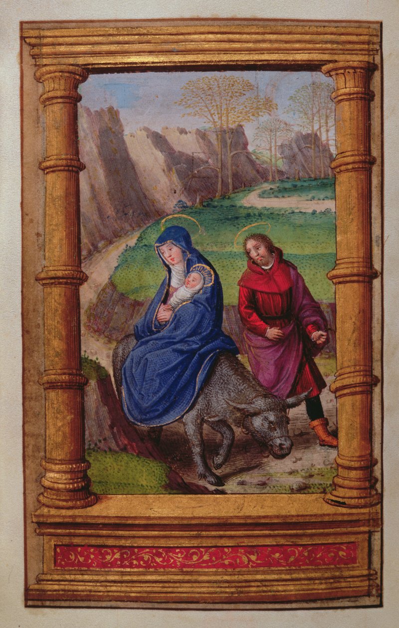Dodaj 35214 f.72v Lot do Egiptu, z Book of Hours, Paryż autorstwa French School