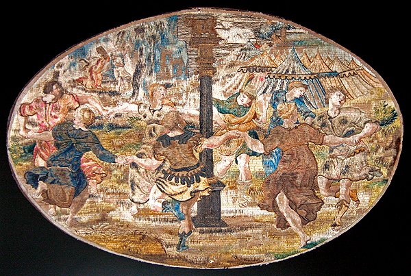 Adoracja Złotego Cielca (haft) autorstwa French School