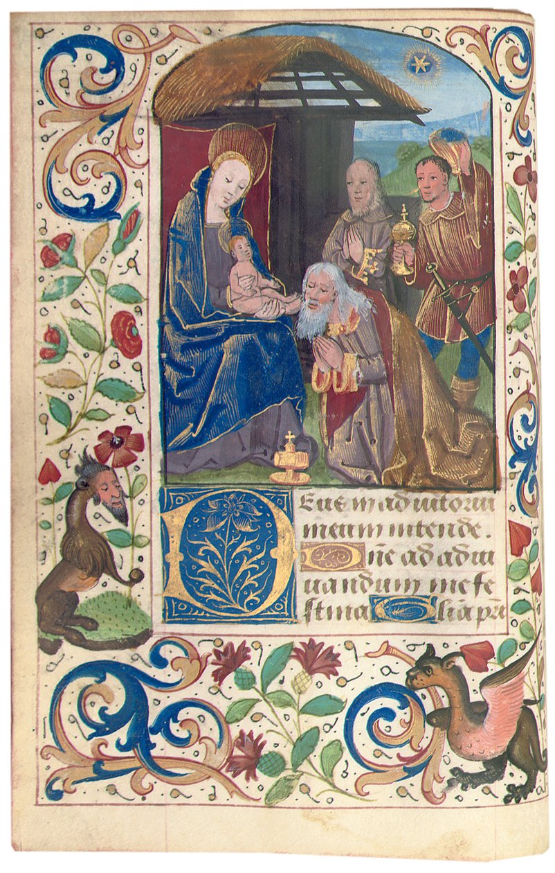 Adoracja Trzech Króli, ilustracja z "Księgi Godzin, Korzystanie z Rzymu" autorstwa French School