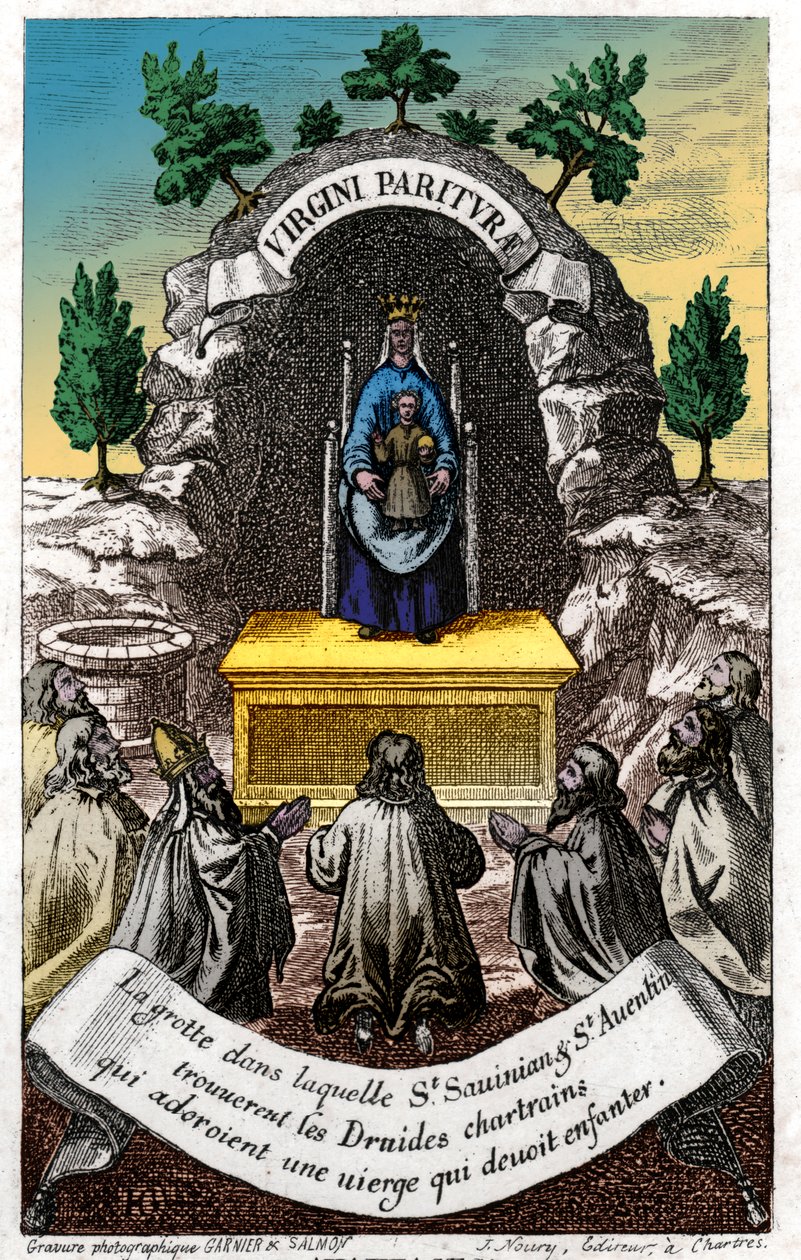 Adoracja Matki Boskiej. (grafika, ok. 1850) autorstwa French School