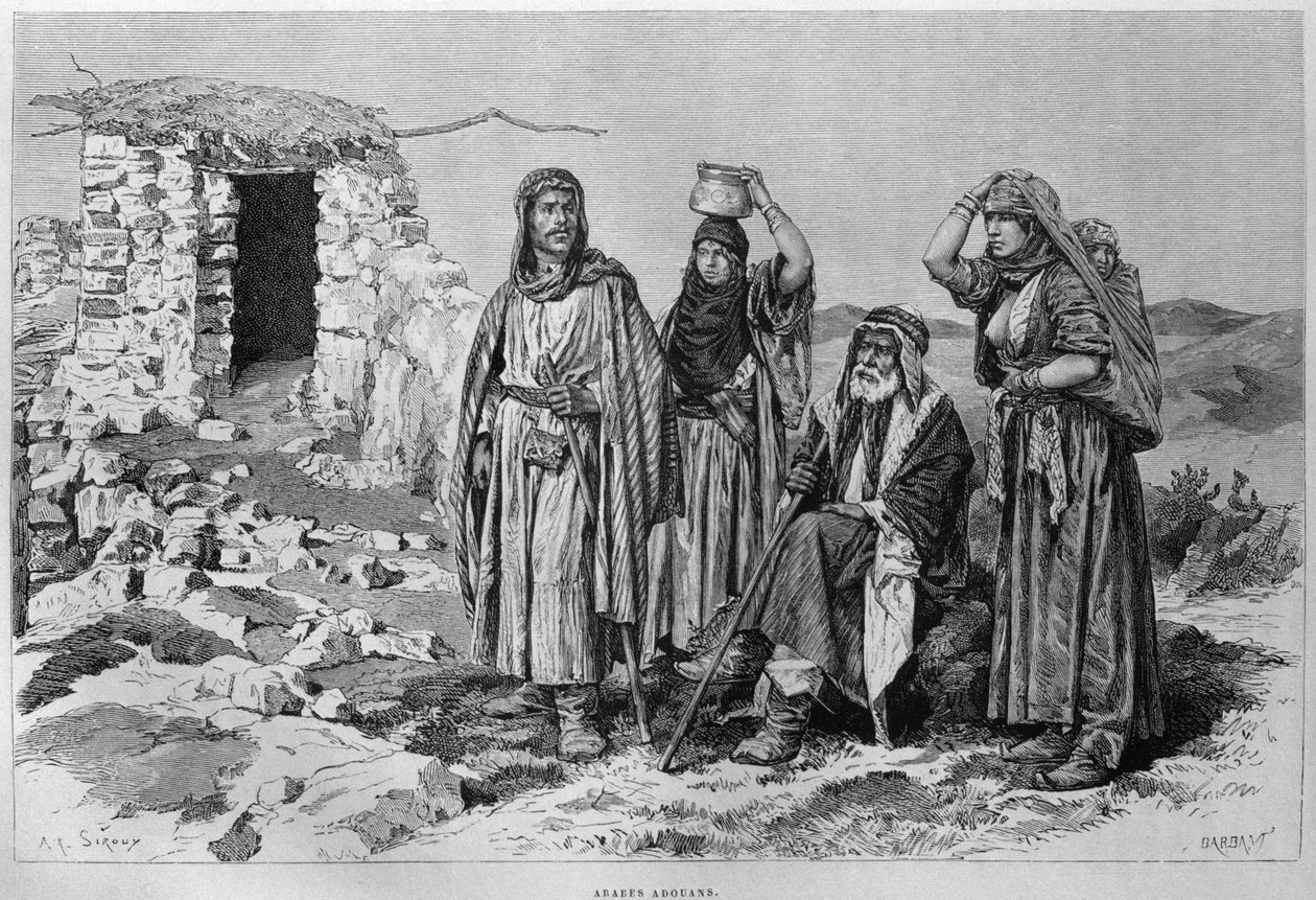 Adouanie z dzisiejszej Syrii. Podróżuje po Fenicji, Libanie i Judei. 1875-1880 Louis Charles Emile Lortet, 1884 (bw grawerowanie) autorstwa French School