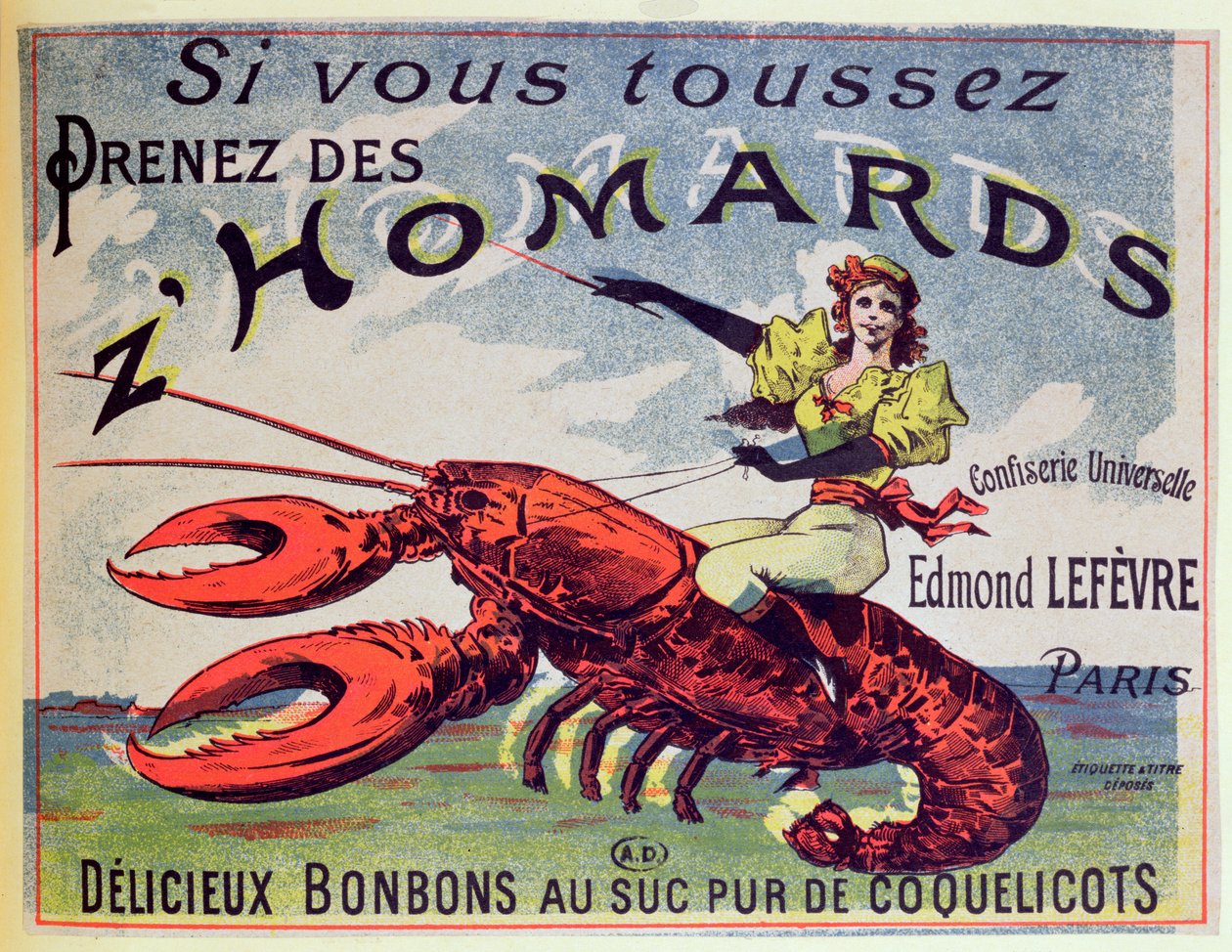 Reklama cukierków na kaszel ZHomards, koniec XIX wieku autorstwa French School