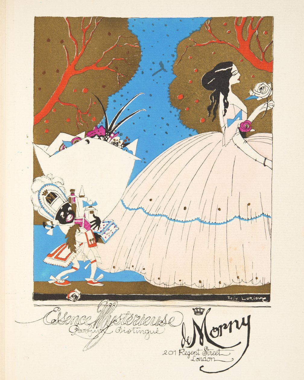 Reklama „Essence Mysterieuse de Morny” z kolekcji Fashion Plates autorstwa French School