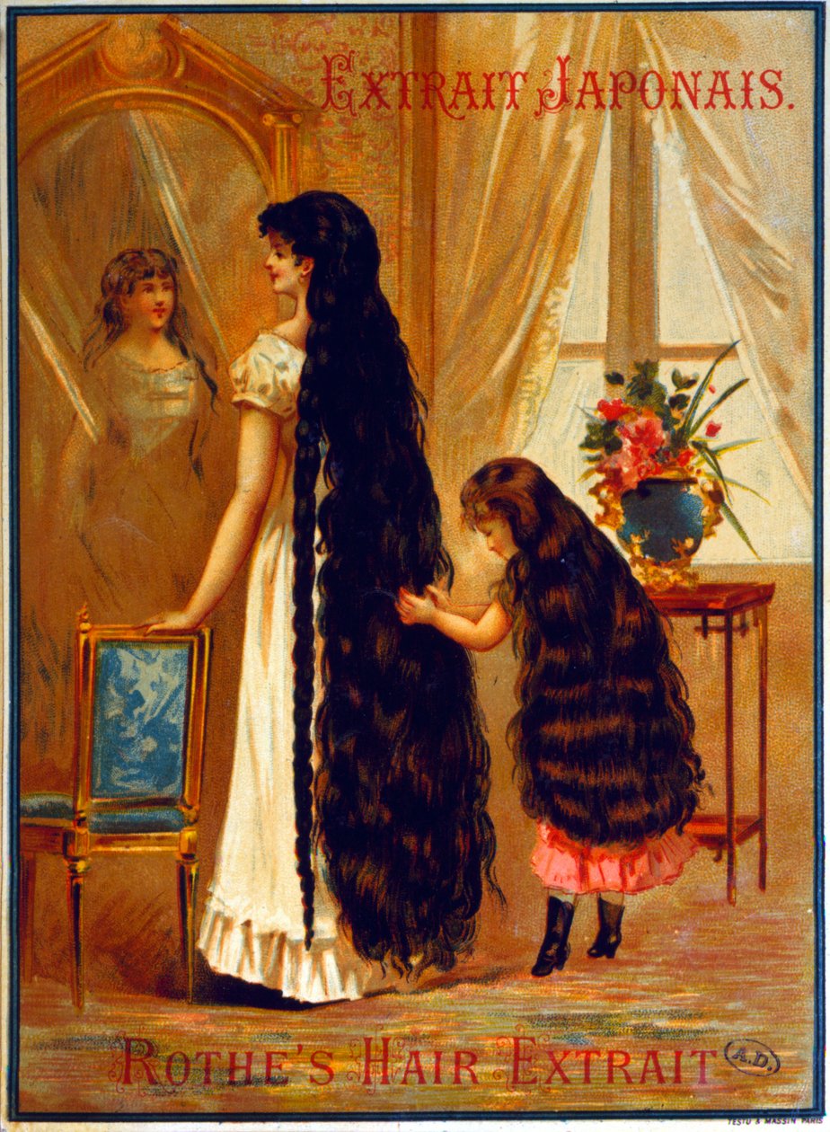 Reklama Extrait Japonais, produktu fryzjerskiego na porost włosów, 1895 autorstwa French School