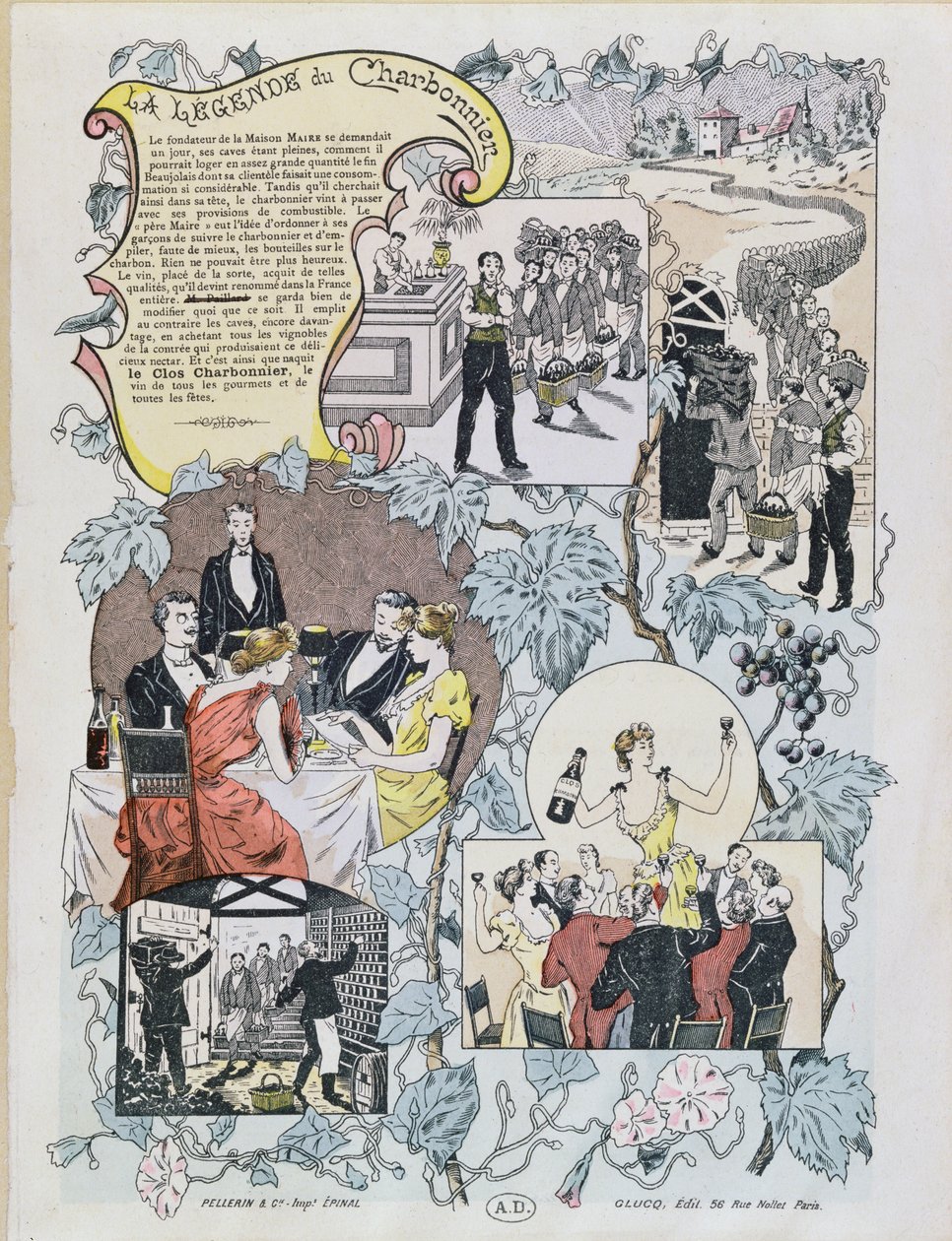 Reklama Le Clos Charbonnier Beaujolais, ok.1880 autorstwa French School