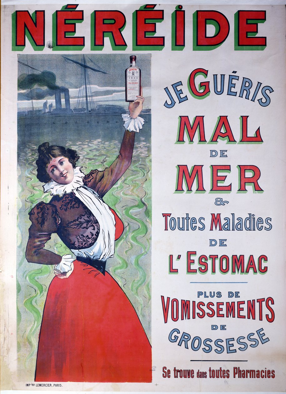 Reklama leku Nereide przeciw chorobie morskiej, ok. 1900 r. autorstwa French School