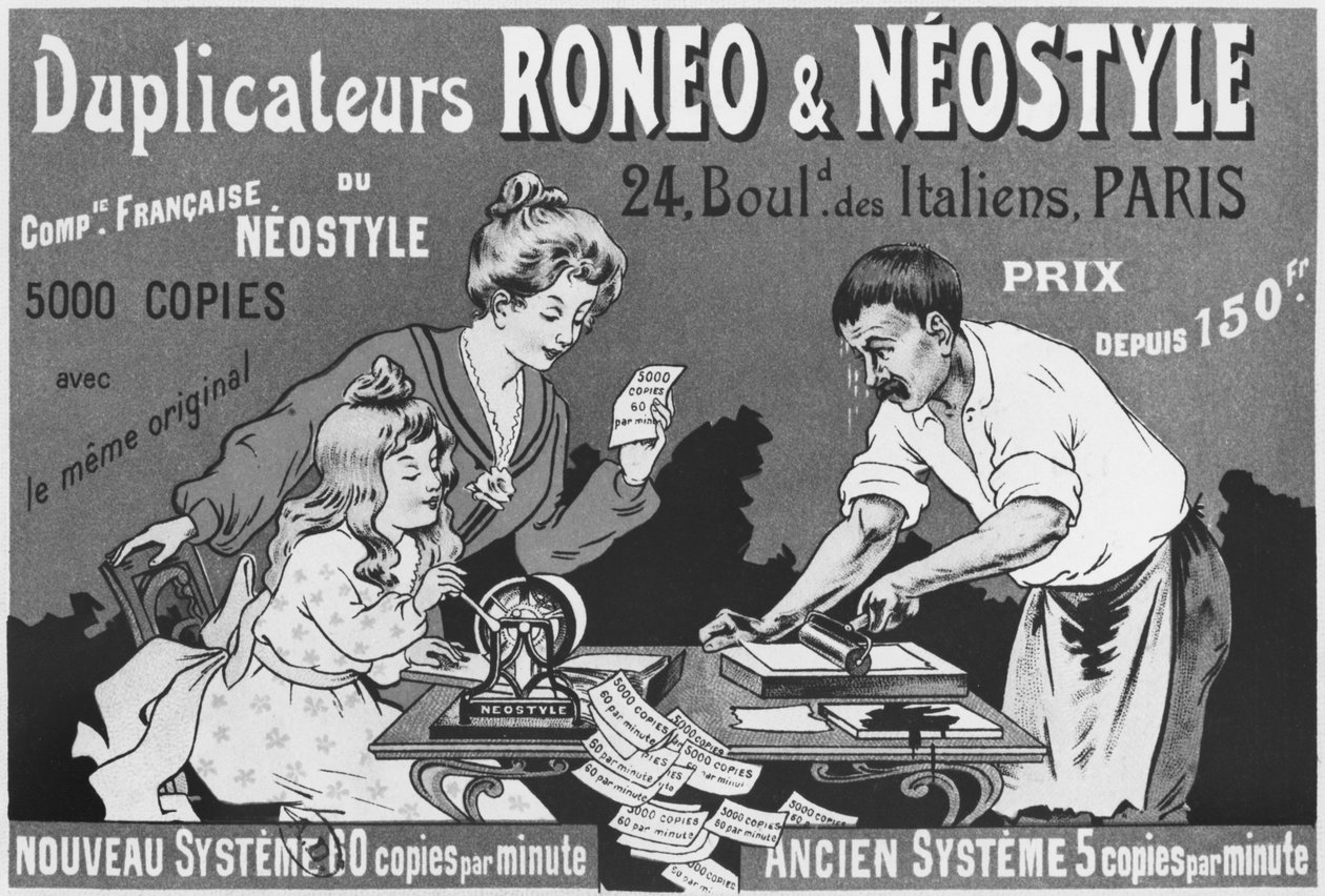 Reklama duplikatorów Romeo i Neostyle, c.1903-04 autorstwa French School