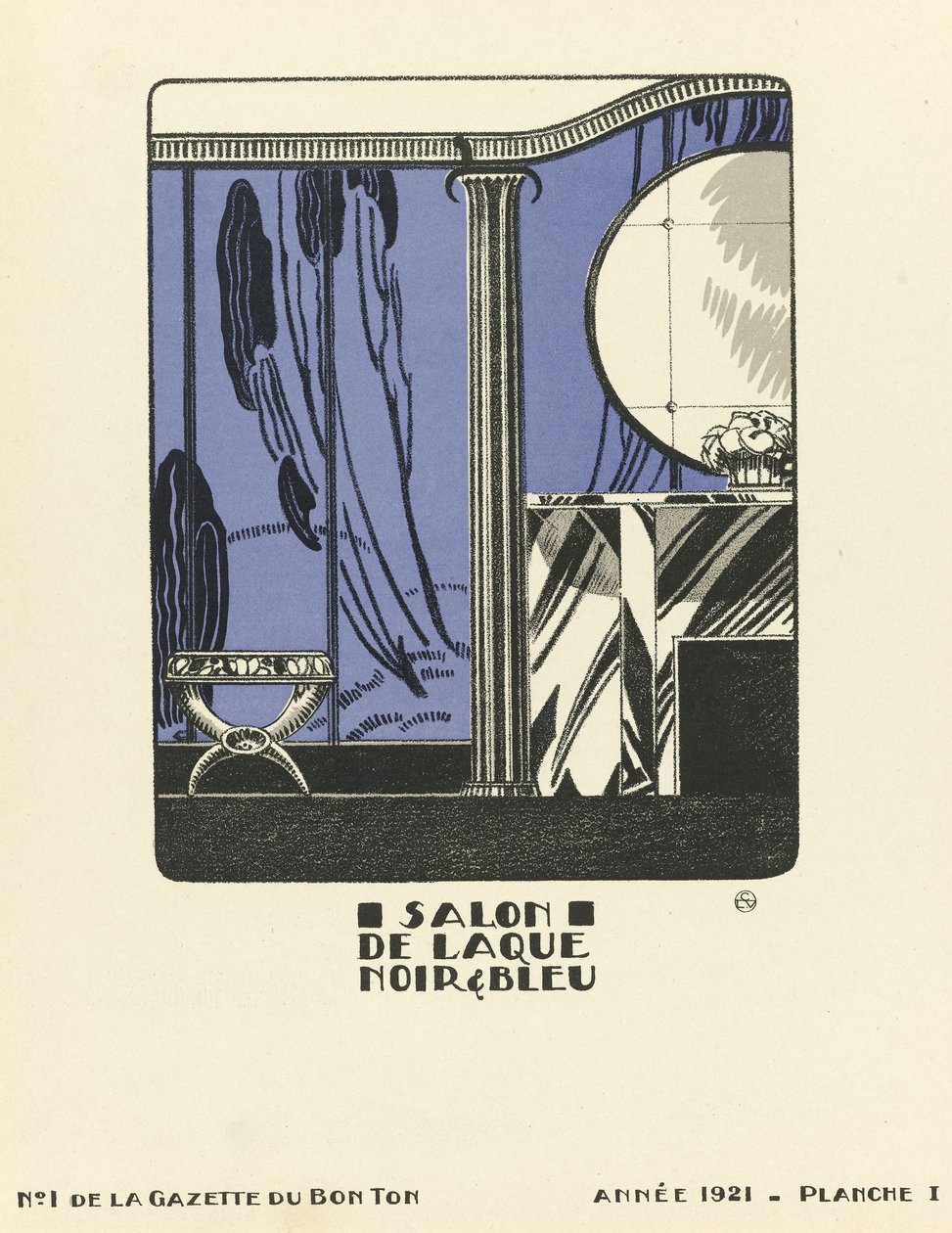 Reklama "Salon de Laque Noir  Bleue", wyd. 1921 (druk szablonowy) autorstwa French School