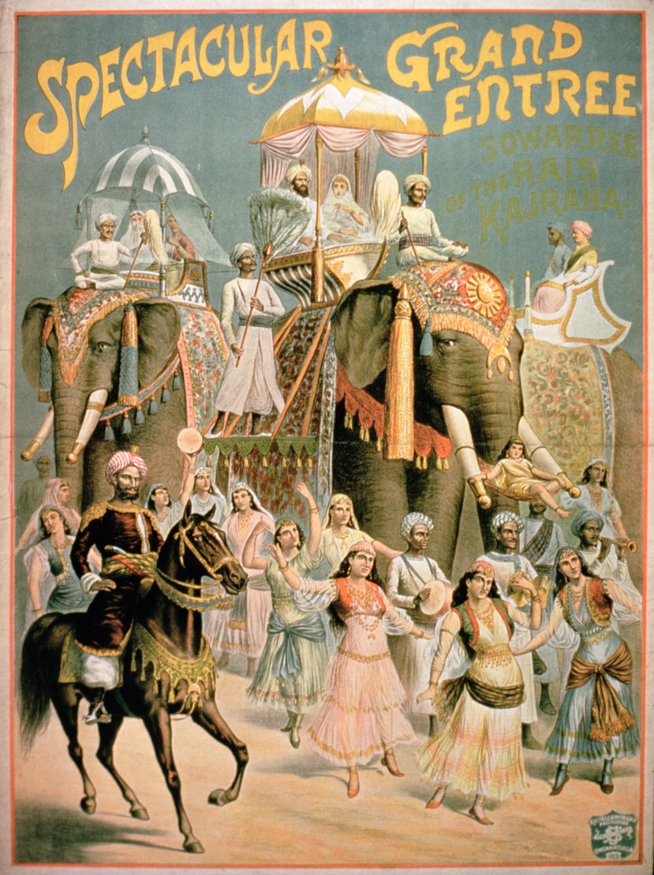 Reklama "Spektakularne Wielkie Wejście" (kolorowa litografia) autorstwa French School