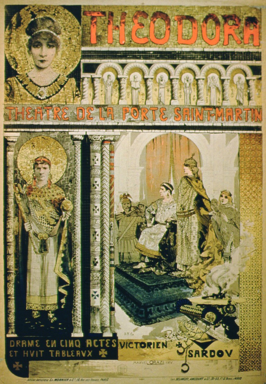 Reklama „Theodory” Victoriena Sardou w Theatre de La Porte Saint-Martin w Paryżu (kolor lito) autorstwa French School
