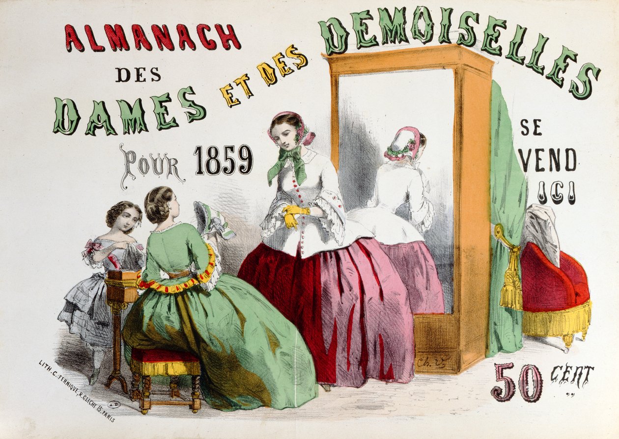 Reklama Almanachu des Dames et des Demoiselles rytowanego przez Charlesa Fernique, opublikowana w Paryżu, 1859 autorstwa French School