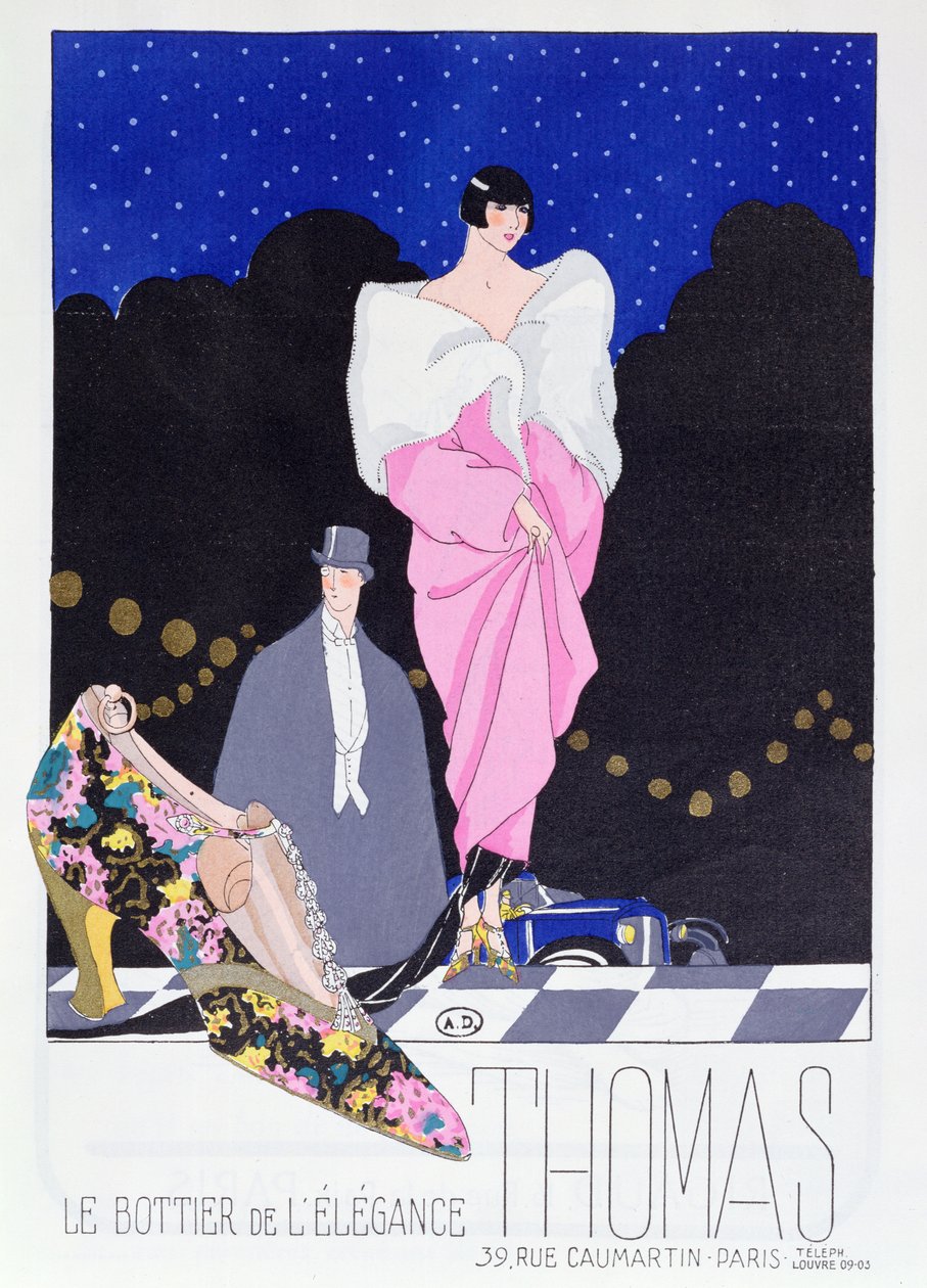 Reklama Bootmaker Thomas z magazynu mody Art-Gout-Beaute, 1924 autorstwa French School