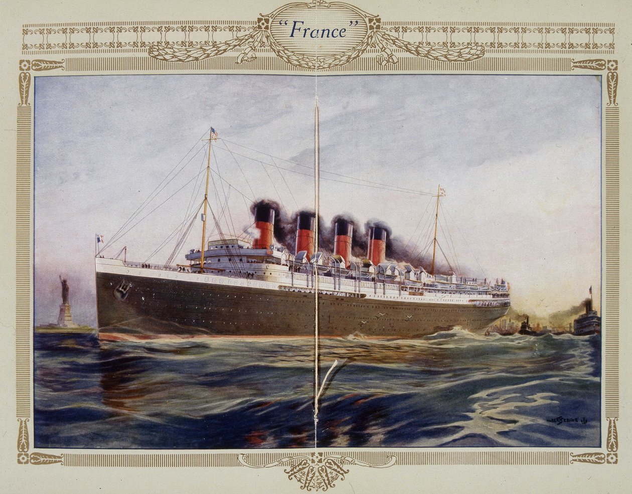 Ulotka reklamowa liniowca „Francja”, XX wiek autorstwa French School