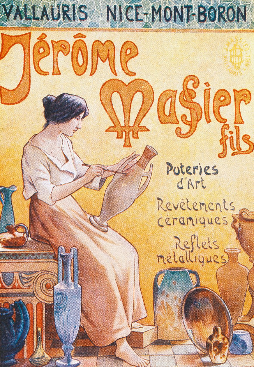 Pocztówka reklamowa z okazji otwarcia sklepu Jmf Jerome Massier Fils w Mont-Baron, Francja, XX wiek autorstwa French School