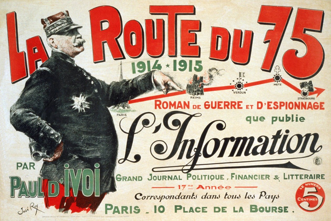 Plakat reklamowy powieści „La Route du 75:1914 - 1915: Roman de guerre et d