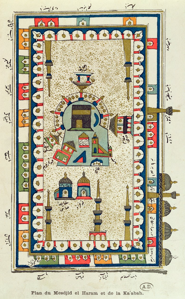 Plan lotniczy Masjid-el-Haram i Kaabah, Mekka autorstwa French School