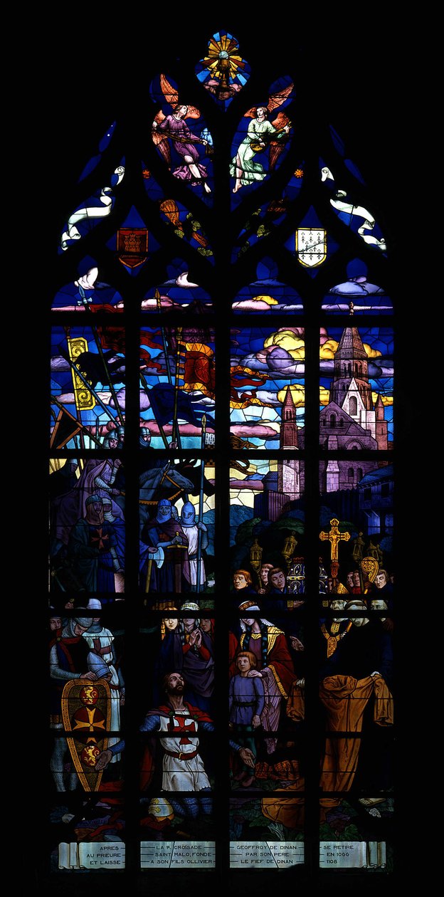 Po pierwszej krucjacie Geoffroy de Dinan wycofał się do przeoryszy St Malo (Saint Malo), założonej przez ojca w 1066 roku i pozostawił syna Oliviera w lennie Dinan. autorstwa French School