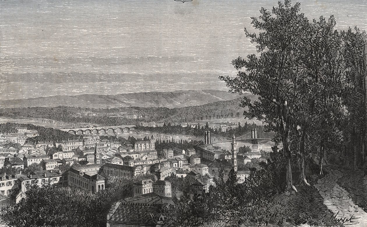 Agen - Lot-et-Garonne - rycina w „La France illustrée: geography, history, statystyczna administracja” autorstwa V.A. Malt-Browna. 1884 autorstwa French School