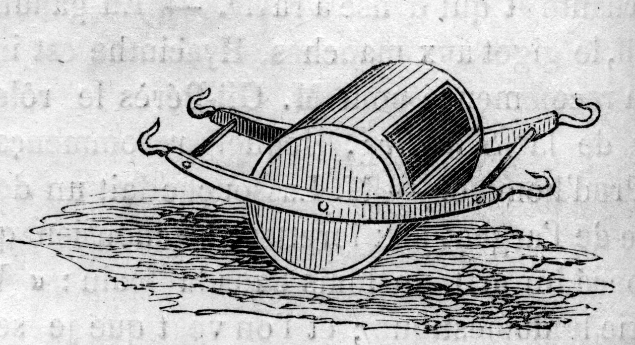 Maszyna rolnicza: drzwi dystrybutora nawozów zaprezentowane na paryskim konkursie rolniczym w 1860 r. Grawer „” Le Monde Illustré” nr 172 z 28 lipca 1860 r. autorstwa French School
