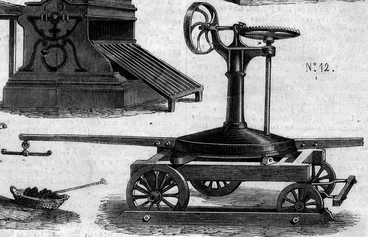 Maszyna rolnicza: przenośna ujeżdżalnia zaprezentowana na paryskim konkursie rolniczym w 1860 r. Grawer „” Le Monde Illustré” nr 169 z 7 lipca 1860 r. autorstwa French School