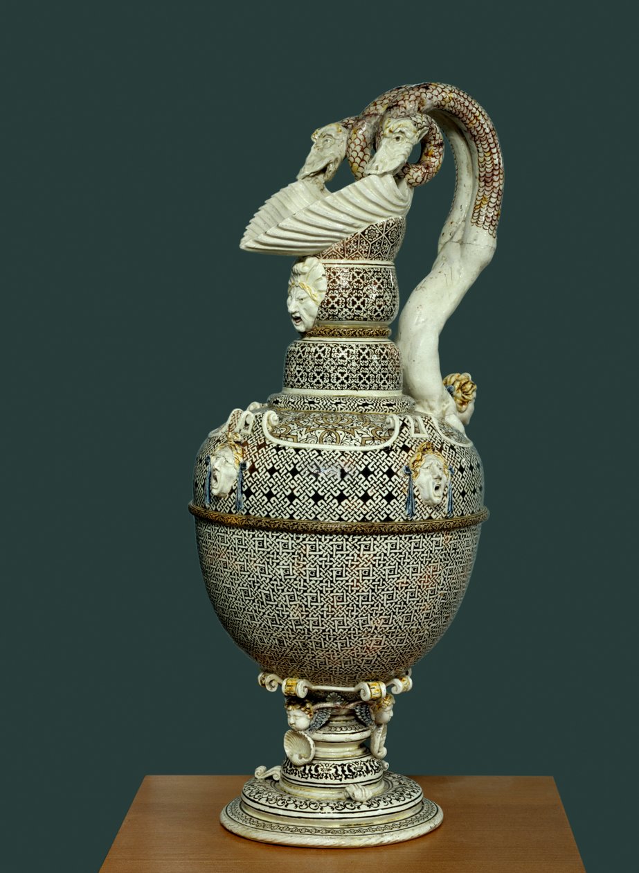 Aiguiere w pięknym fajansie zrealizowany w Saint Porchaire. 1550 wokół Paryża, Luwr. autorstwa French School