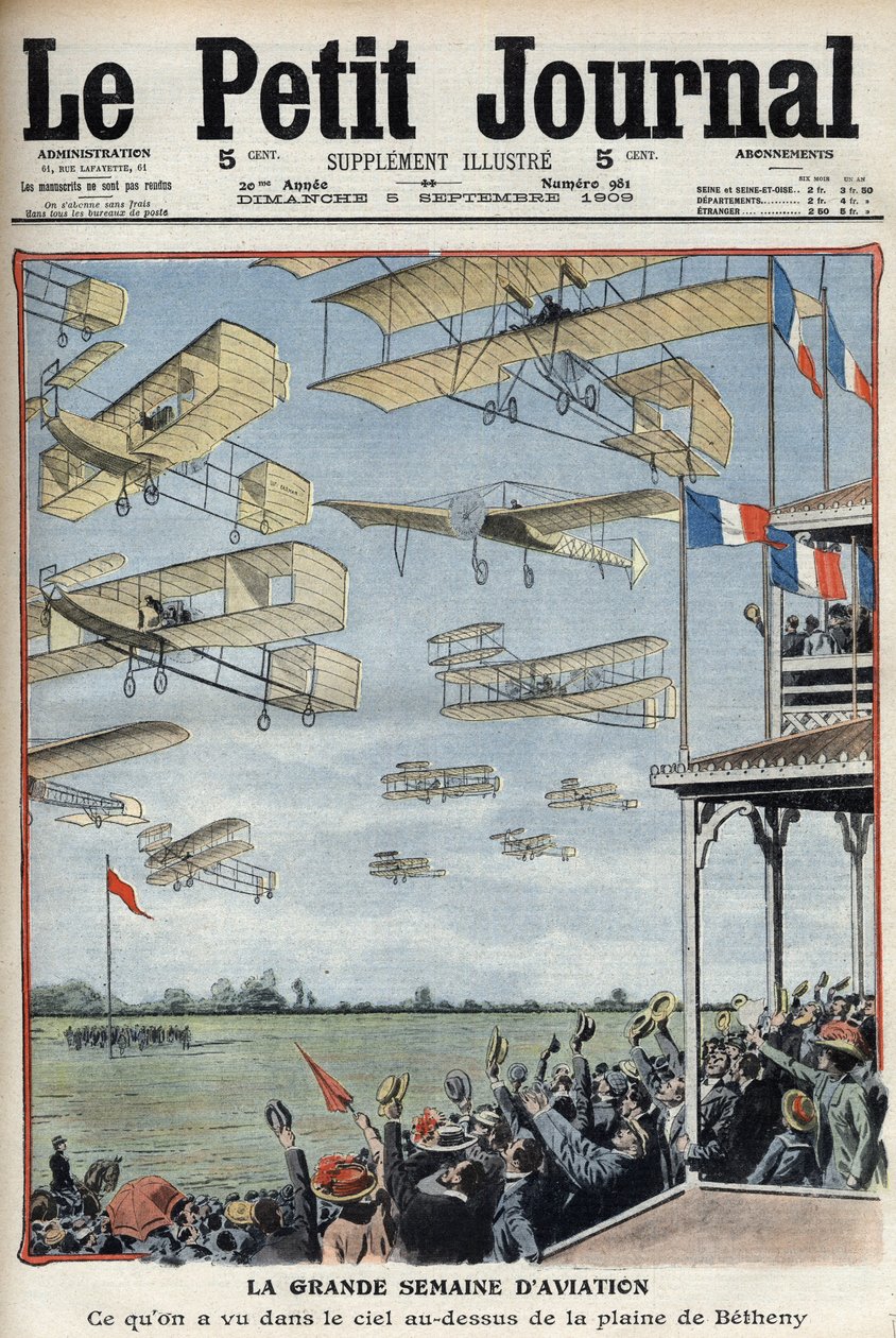 Pokazy lotnicze w Betheny we Francji, ilustracja z francuskiej gazety Le Petit Journal - Meeting d