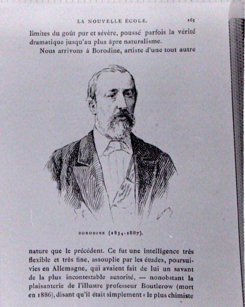 Aleksandr Borodin (1833-87), ilustracja z „Historii muzyki w Rosji” Alberta Soubiesa, wydanej w Paryżu autorstwa French School