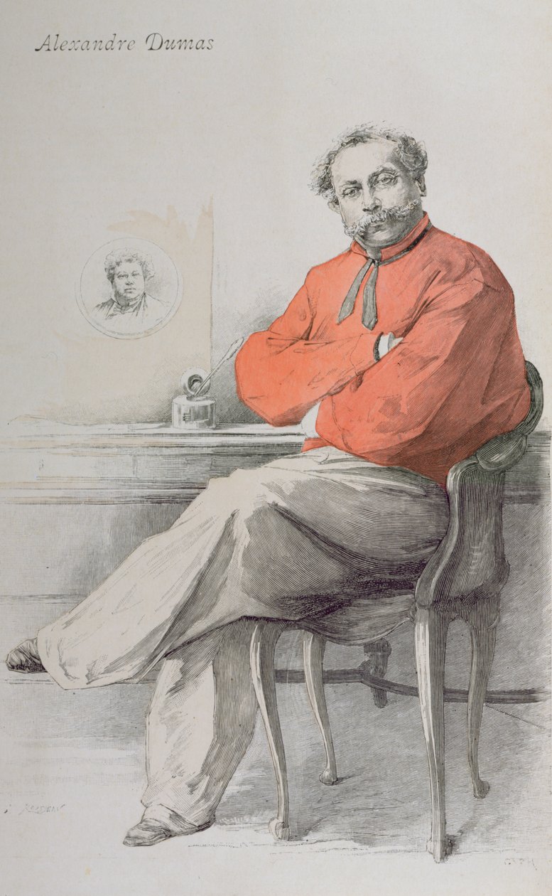 Alexandre Dumas Fils, ilustracja z La revue Illustree, 1 sierpnia 1888 r. autorstwa French School