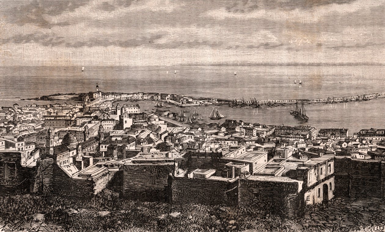 Algier - Algier - Algieria - rycina w „La France illustree: geografia, historia, statystyka administracyjna” autorstwa V.A. Słodowo-Brązowy. 1884 autorstwa French School