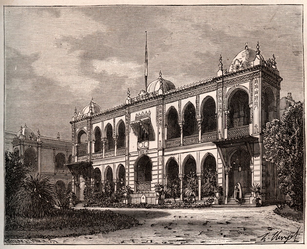 Algier - Pałac gubernatora w Mustapha - rycina w „La France illustrée: geografia, historia, administracja statystyczna” V.A. Malt-Browna. 1884 autorstwa French School