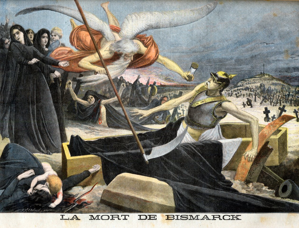 Alegoria o śmierci Bismarcka, ilustracja z ilustrowanego dodatku Le petit Journal autorstwa French School