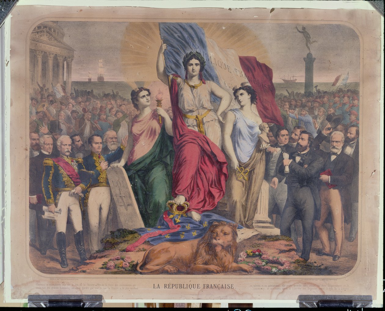Alegoria Republiki Francuskiej przedstawiająca Adolphe Thiersa (1797-1877), Leona Gambettę (1838-1882) i Victora Hugo (1802-1885) autorstwa French School