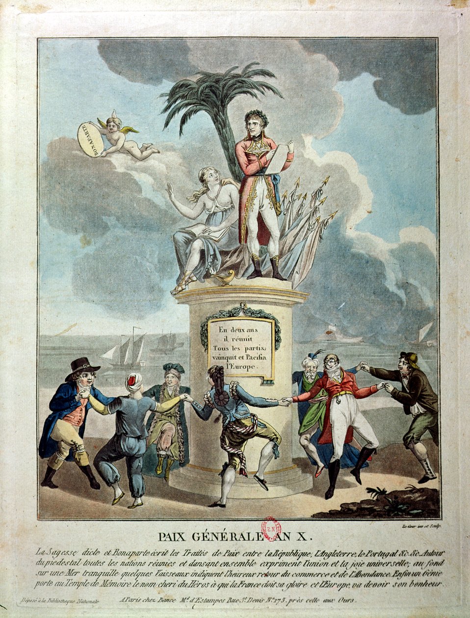 Alegoria pokoju w Amiens, 1802 (kolor grawerunek) autorstwa French School
