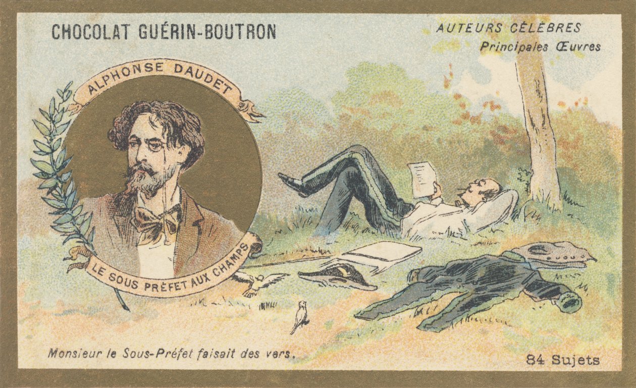 Alphonse Daudet (1840-1897), francuski pisarz i dramaturg, autor ballady prozą „Le sous-prefet aux champs” (1866) autorstwa French School