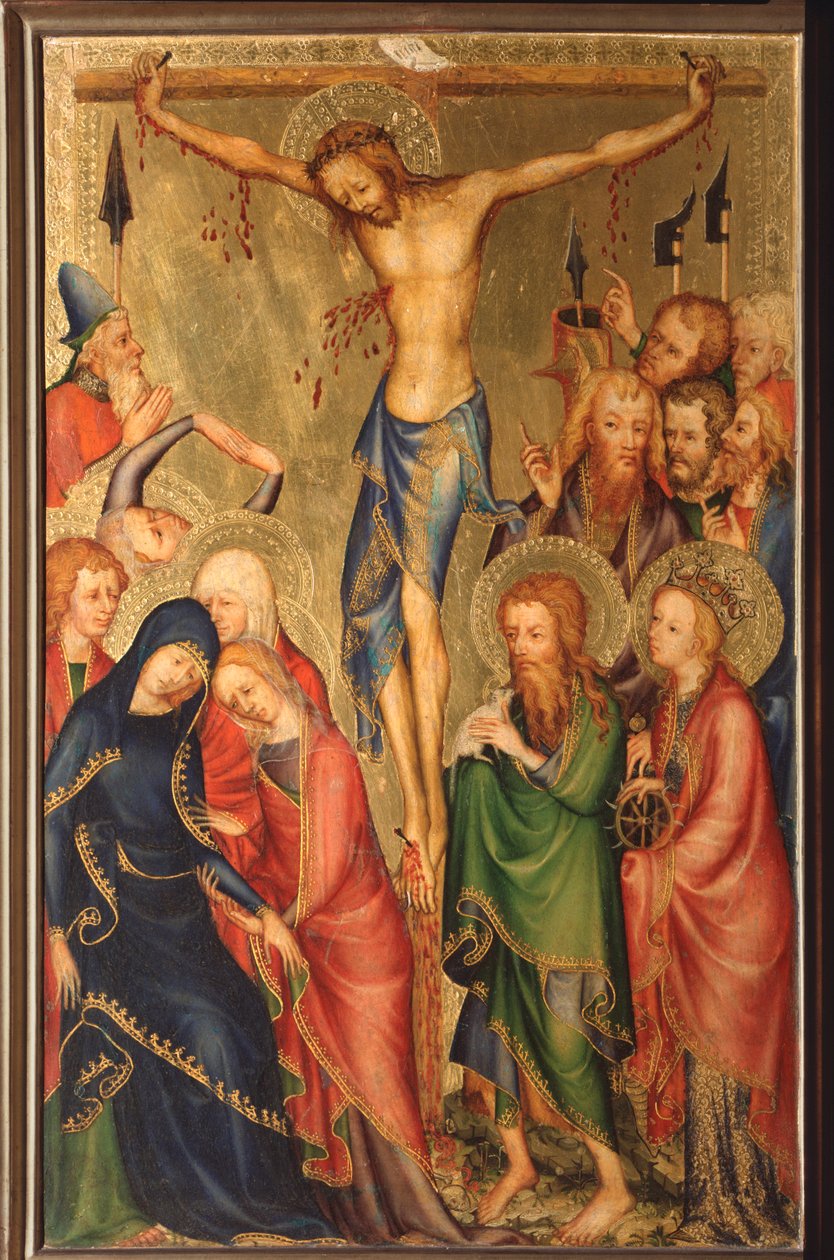 Altarolo del Bargello: ukrzyżowanie - (dyptyk Bargello, ukrzyżowanie) Anonimowe malarstwo szkoły francuskiej XIV w. (szkoła francuska, XIV w.) Florencja, Museo Nazionale del Bargello autorstwa French School