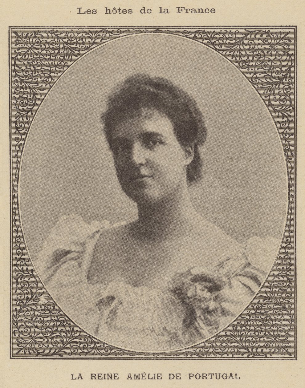 Amelia Orleańska, królowa małżonka króla Portugalii Carlosa I (litografia) autorstwa French School
