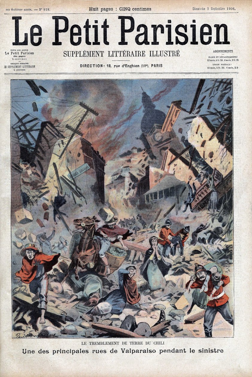 Trzęsienie ziemi o sile 8,2 w skali Richtera zabiło 3000 osób, a 20 000 zostało rannych w Valparaiso w Chile, 16 sierpnia autorstwa French School