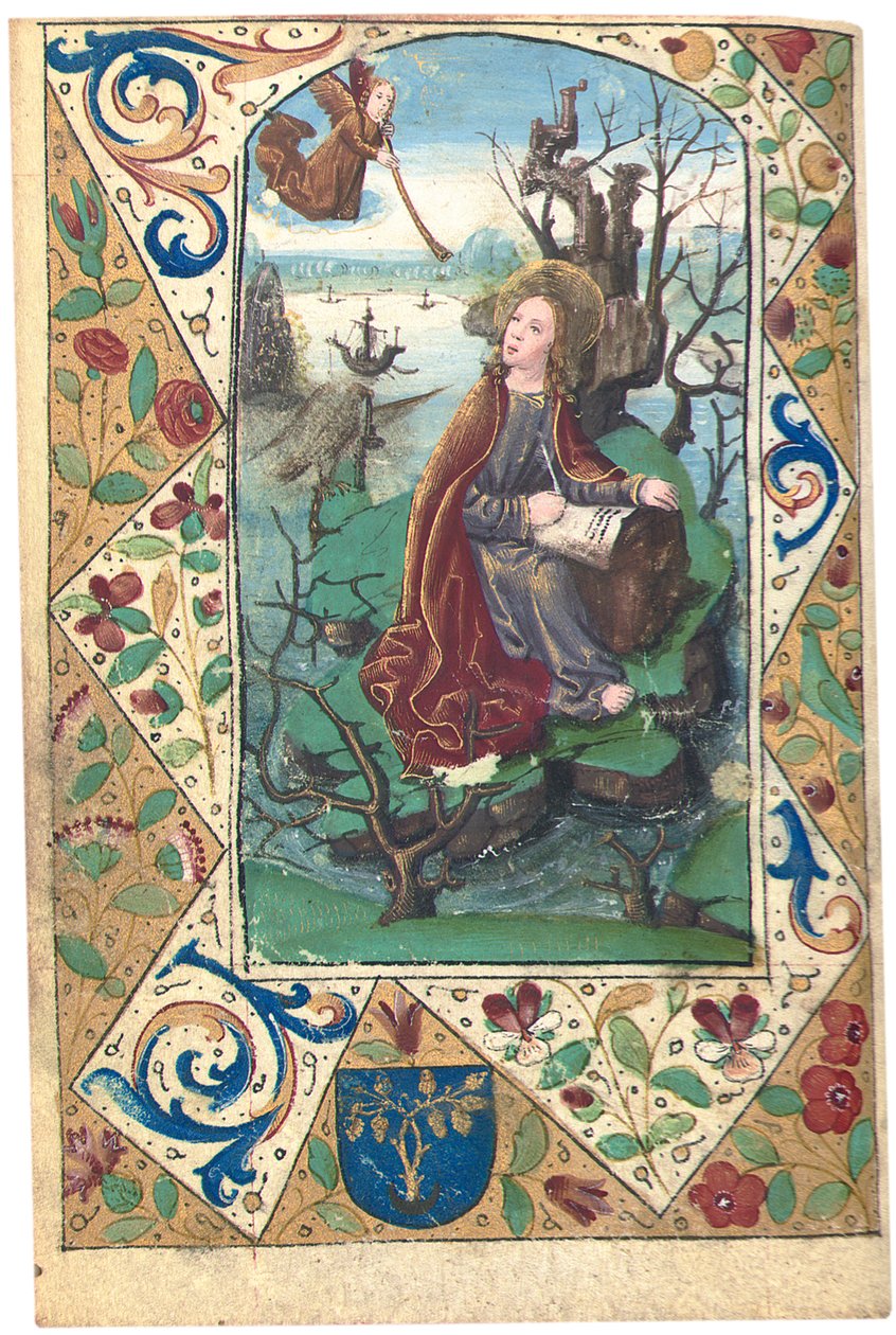 Anioł ukazujący się Marii Magdalenie na pustyni, ilustracja z Księgi Godzin, Korzystanie z Rzymu autorstwa French School