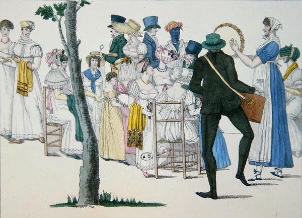 Wieczór w Koblencji, tablica 20 z „Le Bon Genre” (pocz. XIX w.) (kolorowa rycina) autorstwa French School