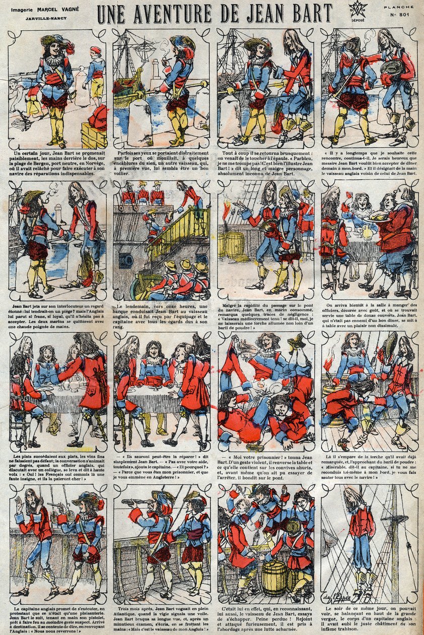 Przygoda Jeana Barta (1650 - 1702), francuskiego korsarza. Obrazowanie epinal z końca XIX wieku. autorstwa French School