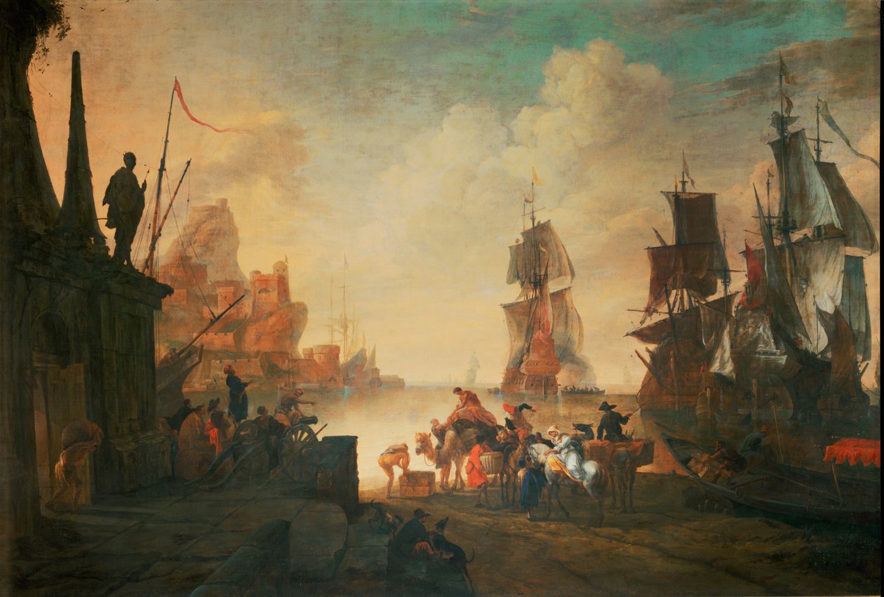 Orientalny port... (olej na płótnie) autorstwa French School